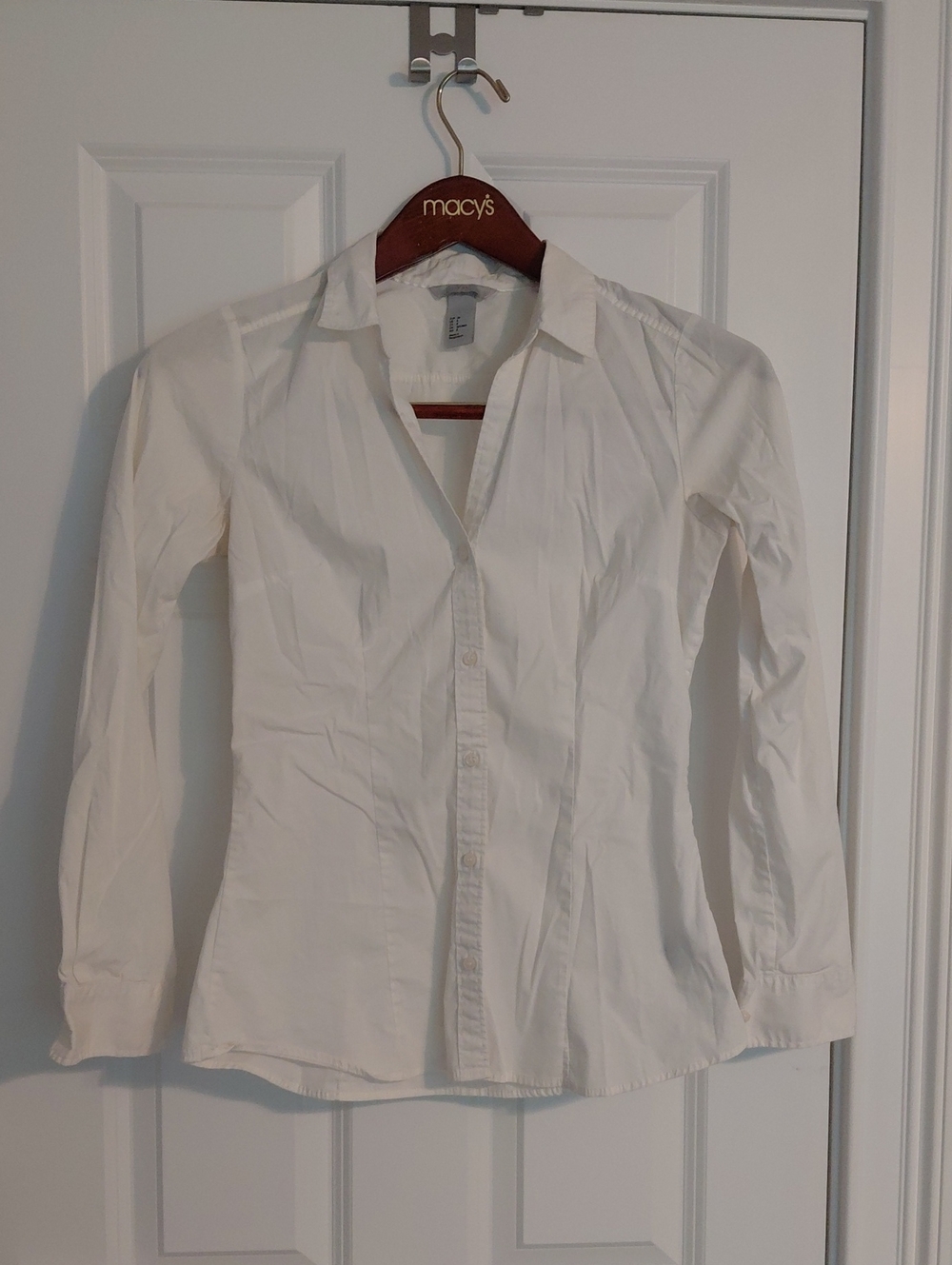 H&M White Button-Up Shirt, Size 8